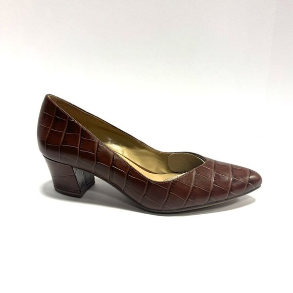 Naturalizer Dark Brown Croc Heels - Picture 1 of 6